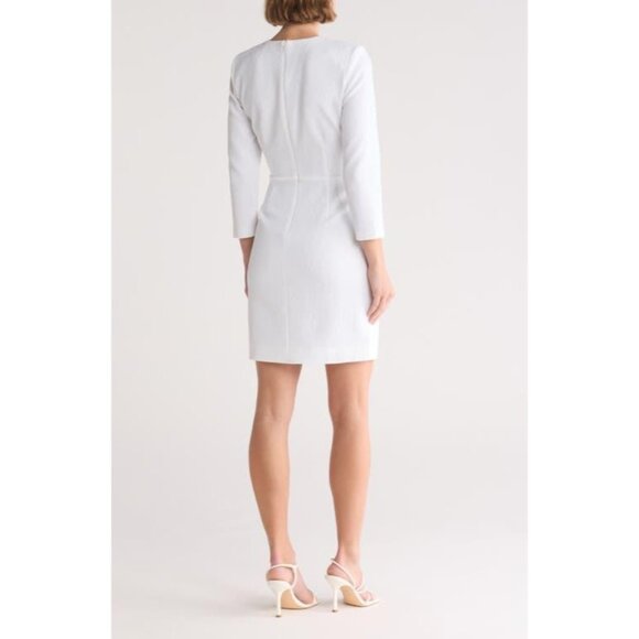 NWOT Veronica Beard White Channing Long Sleeve Sheath Dress SIZE 0 - Picture 3 of 6